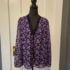 "Michael" by Michael Kors Purple Paisley Polyester Top